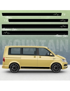 B-stock "Mountain Silhouette" original side stripes set / decor suitable for VW T5 bus long in White Matt