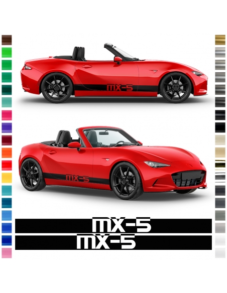 B-Ware Aufkleber - Seiten-Streifen Set/Dekor passend für Mazda MX5 in Schwarz Glanz