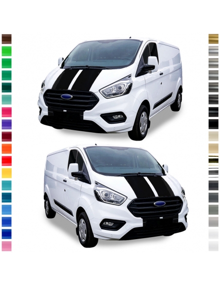 B-Ware "Viperstreifen" Aufkleber - Seiten-Streifen Set/Dekor passend für Ford Transit Custom in Schwarz Glanz