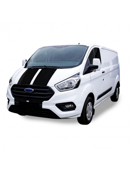 B-Ware "Viperstreifen" Aufkleber - Seiten-Streifen Set/Dekor passend für Ford Transit Custom in Schwarz Glanz