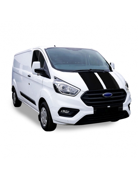 B-Ware "Viperstreifen" Aufkleber - Seiten-Streifen Set/Dekor passend für Ford Transit Custom in Schwarz Glanz