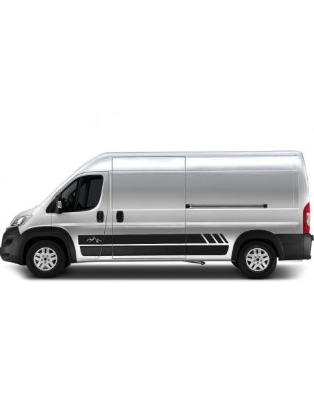 B-Ware Seiten-Streifen Set/Dekor passend für Fiat Ducato L3 - Mountain Edition (ohne Strich) in Schwarz Matt