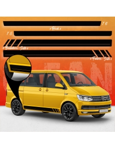 B-Stock "Clean with dash" Racing side stripes set / decor suitable for VW T5 bus long in black Matt