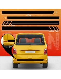 B-Stock "Clean with dash" Racing side stripes set / decor suitable for VW T5 bus long in black Matt