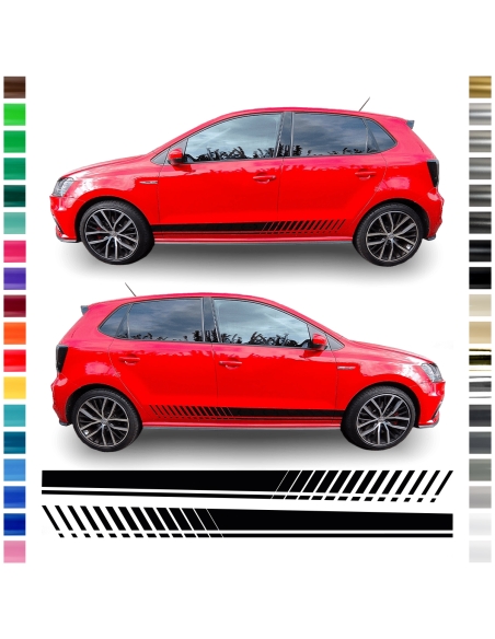 side stripe set/décor suitable for Volkswagen / VW Polo MK5 V in desired color