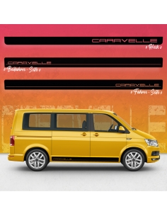 B-Ware Aufkleber - Seiten-Streifen Set/Dekor passend für VW T5 Original kurz Caravelle in Shortbread "WT: Caravelle"