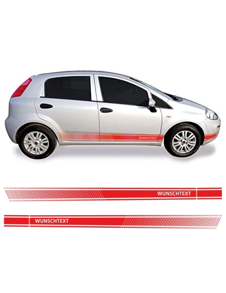 "Personalised Text" Sticker - Side Stripe Set/Décor suitable for Fiat Punto in desired color