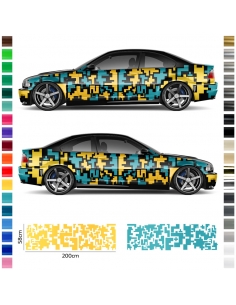 copy of Sticker set/décor suitable for various sports cars in desired color - Motif: Pixel