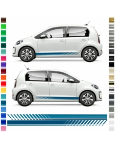 B-Ware Aufkleber - Seiten-Streifen Set/Dekor passend für VW / Volkswagen E-Up "Motiv: Clean ohne Stecker" in Schwarz Glanz