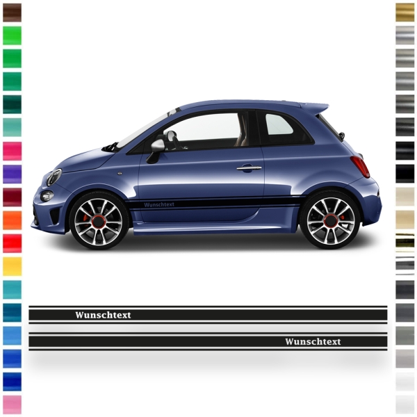 "Wunschtext" Seitenstreifen Set/Dekor passend für Abarth 595 in Wunschfarbe