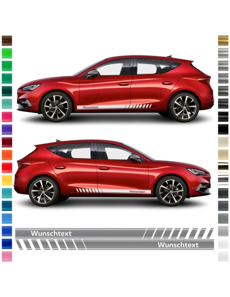 copy of Sticker - side stripe set/décor suitable for Seat Leon in desired color with desired text