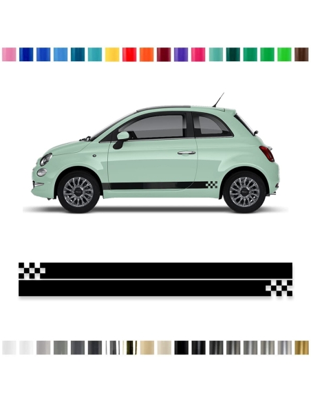 "Karo Seitenstreifen Set für Fiat 500 in Wunschfarbe - Stilvoll und 