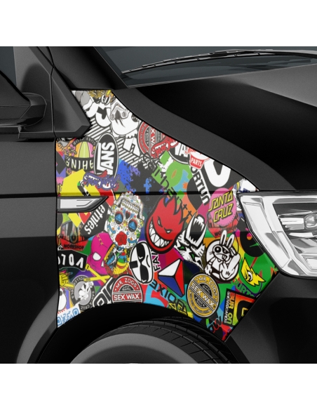 Stickerbomb Skate Autofolie - 3D Car Wrapping mit Luftkanälen