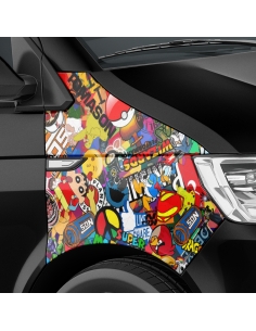 Stickerbomb car foil, design: Cartoon