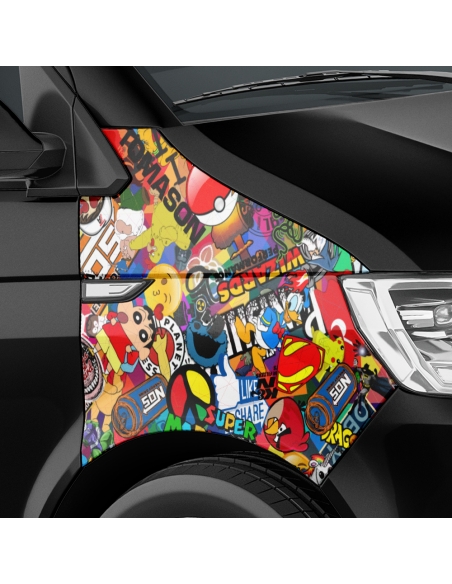 Stickerbomb Cartoon Autofolie - Verwandle dein Auto mit Stil!