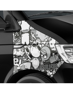 Stickerbomb car foil, design: Sponge in black/white