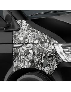 Stickerbomb Mini Schwarz-Weiß Autofolie für 3D Car Wrapping - Luftk