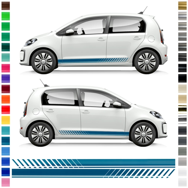 "Clean" mit Stecker Seitenstreifen Set/Dekor passend für Volkswagen / VW E-UP in Wunschfarbe