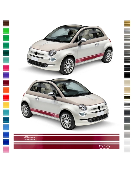 "Motiv: 500" Aufkleber - Seiten-StreifenSet/Dekor passend für Fiat 500 595  in Wunschfarbe