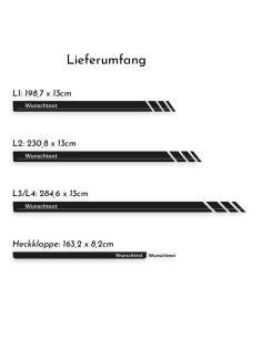 "Custom Text" Racing Side stripe set/décor suitable for Citroën Jumper in desired color