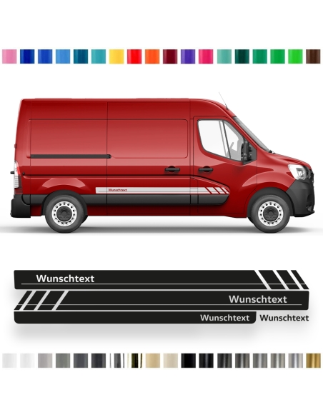 "Custom Text" Racing Side stripe set/décor suitable for Citroën Jumper in desired color