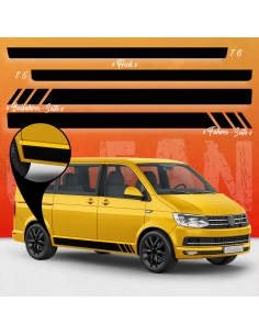 copy of "Clean Racing" side stripes without stroke sticker set/décor suitable for Volkswagen / VW T5 & T6 Bus in desired color