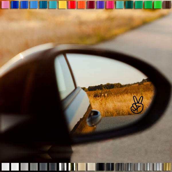 "Peace" Zeichen Spiegel Aufkleber Autospiegel 25x35mm in Wunschfarbe