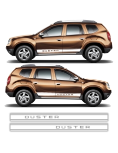 B-Ware Aufkleber - Seiten-Streifen Set/Dekor passend für Dacia Duster Original "Text: Duster" Weiß Glanz