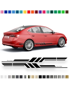 "Line" Sticker - side stripe set/décor suitable for Skoda Octavia with desired text in desired color