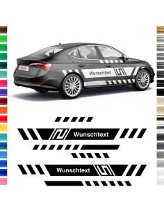 copy of "Line" Sticker - side stripe set/décor suitable for Skoda Octavia with desired text in desired color