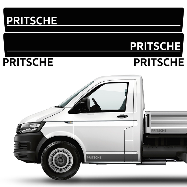 Side stripe sticker set/décor suitable for Volkswagen / VW T5 & T6 flatbed truck in desired color