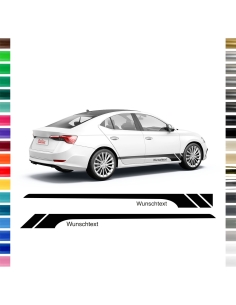copy of "Line" Sticker - side stripe set/décor suitable for Skoda Octavia with desired text in desired color