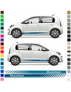 copy of Sticker - side stripe set/décor suitable for VW / Volkswagen E-Up in desired color with desired text