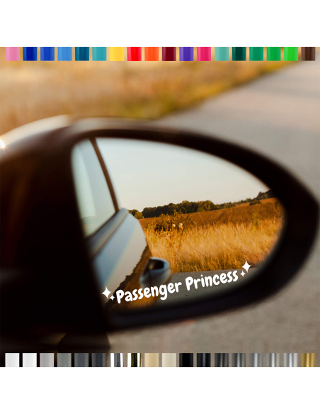 "Passenger Princess" Spiegel Aufkleber Autospiegel in Wunschfarbe