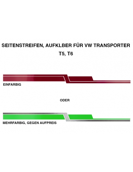Hochwertige 2X Seitenstreifen 450x14cm für VW Transporter T5 & T6