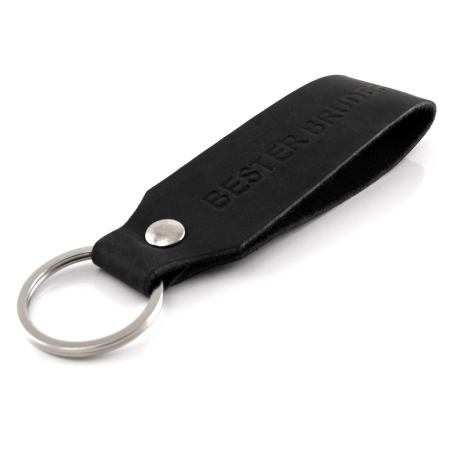 Key chain "Samui" - stamping "Bester Bruder", black leather - handcraft - fair-trade - Tumatsch