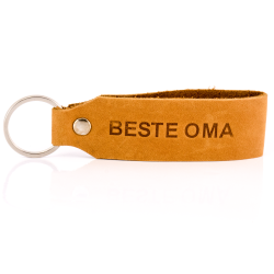 Key chain "Samui" - stamping "Beste Oma", brown leather - handcraft - fair-trade - Tumatsch