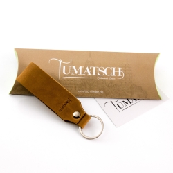 Key chain "Samui" - stamping "Beste Oma", brown leather - handcraft - fair-trade - Tumatsch