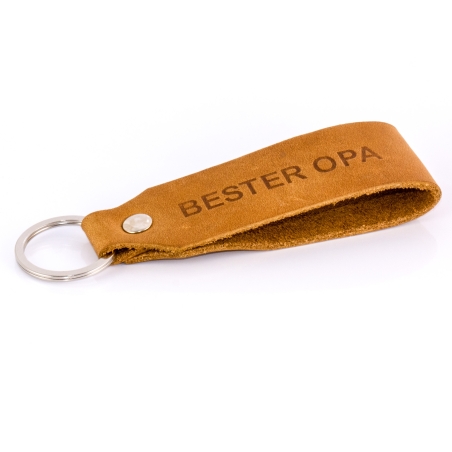 Key chain "Samui" - stamping "Bester Opa", brown leather - handcraft - fair-trade - Tumatsch