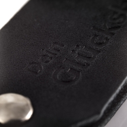 Key chain "Samui" - stamping "Dein Glücksbringer", black leather - handcraft - fair-trade - Tumatsch