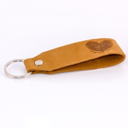 Key chain "Samui" - stamping "Herz", brown leather - handcraft - fair-trade - Tumatsch