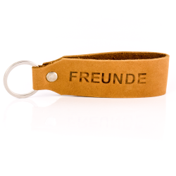 Key chain "Samui" - stamping "Freunde", brown leather - handcraft - fair-trade - Tumatsch