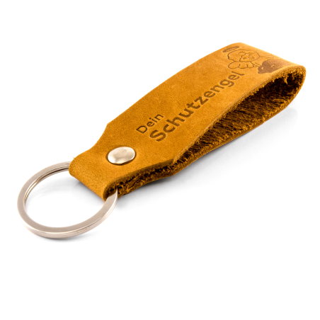 Key chain "Samui" - stamping "Schutzengel", brown leather - handarbeit - fair-trade - Tumatsch
