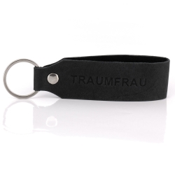 Schlüsselanhänger "Samui" - Prägung "Traumfrau", schwarzes Echtleder - Handarbeit - Fair-Trade - Tumatsch
