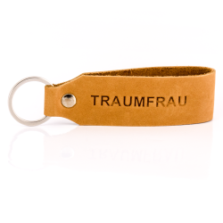 Key chain "Samui" - stamping "Traumfrau", brown leather - handcraft - fair-trade - Tumatsch