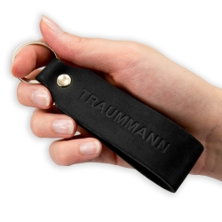Key chain "Samui" - stamping "Traummann", black leather - handcraft - fair-trade - Tumatsch