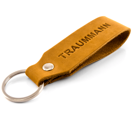Schlüsselanhänger "Samui" - Prägung "Traummann", braunes Echtleder - Handarbeit - Fair-Trade - Tumatsch