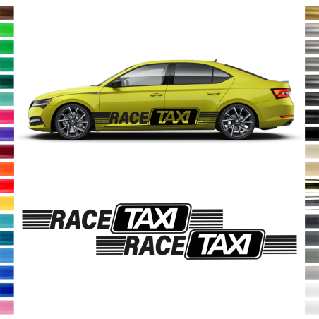 "RACETAXI" Seitenstreifen Set/Dekor Universal in Wunschfarbe