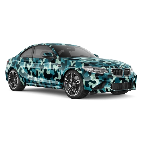 "Design Auto-Folie Türkis Camouflage 3D Car-Wrapping blasenfrei 1500x150cm"