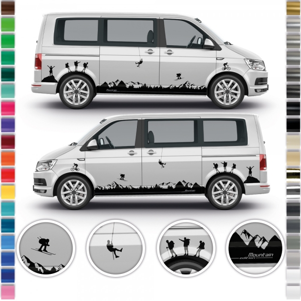 "Mountain Landscape Set" Sticker - Side Stripe Set/Décor suitable for Volkswagen / VW T5, T6 in desired color